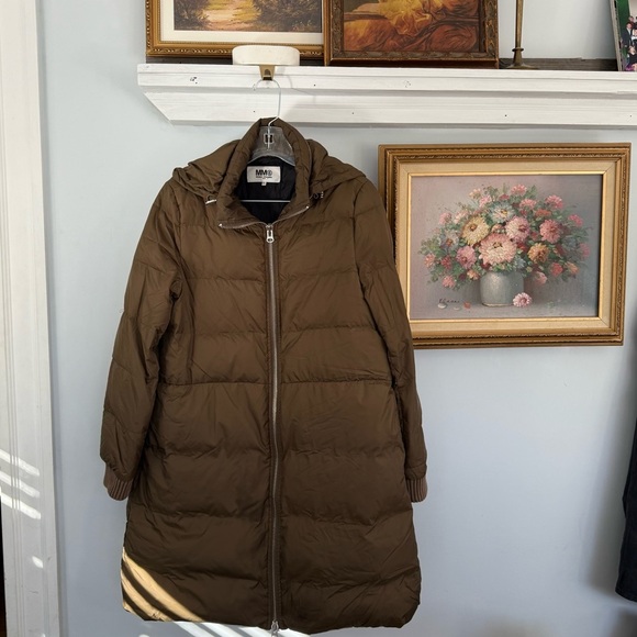 Maison Margiela MM6 Olive Down Hooded Puffer Coat Jacket size 40 - Picture 3 of 9